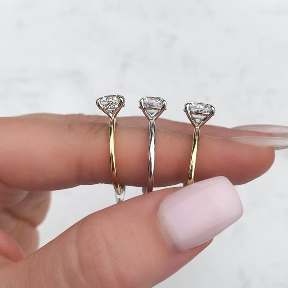 3Ct-9.0mm Round Solitaire Moissanite Engagement Ring - Picture 2 of 3